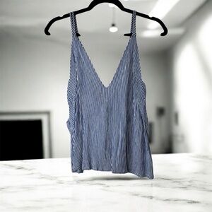 Lulu's Tank Top XS Blue White Stripes Stripe BowTie BRAND NEW Double Straps Wome